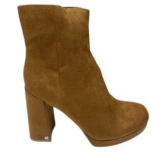 Rachel Zoe Maya Platform Ankle Boots Women's 9.5 Chestnut Brown Faux Suede Heel